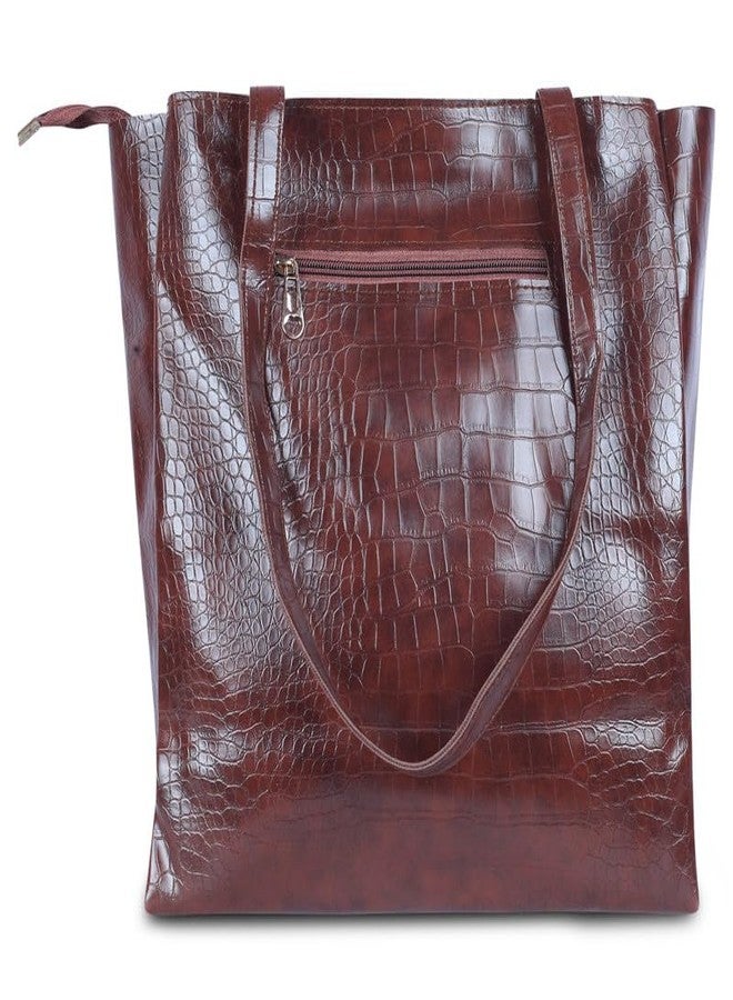 Dcozi Stylish and Fashionable PU Leather Brown Handbag For Women & Girls - TB02_Brwn (Shoulder & Tote Bag) - Image 4